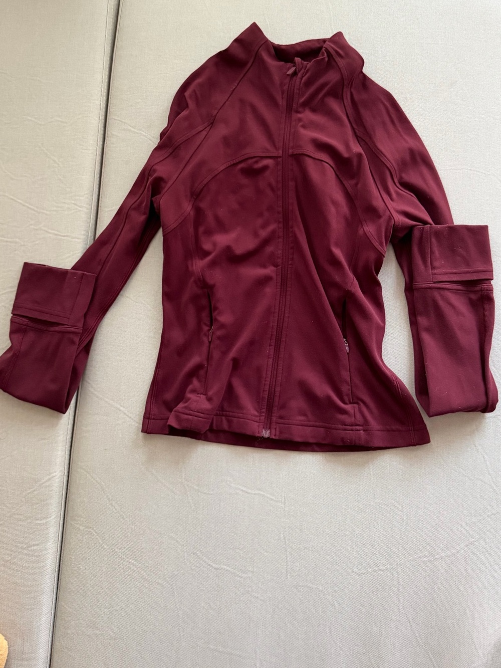 Women's Burgundy Zip-Up Active Jacket
